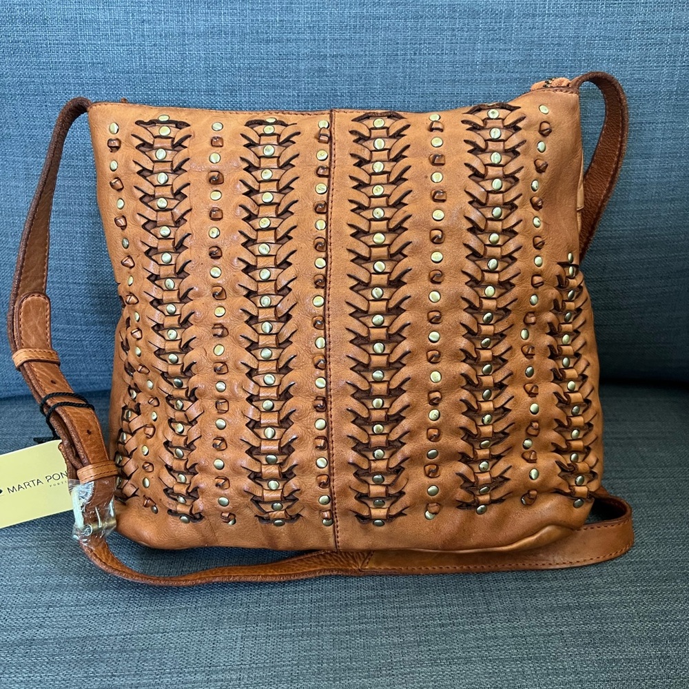 NWT MARTA PONTI LEATHER CROSSBODY SHOULDER BAG PURSE